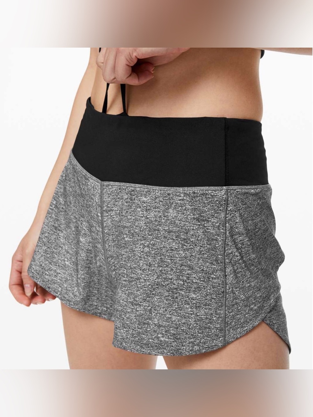 Lululemon Speed Up Short Long *4" Updated Fit Heather Lux Multi Gray Black Sz 4